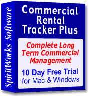 Commercial Rental Tracker Plus is rental property management software, or rental property manager software, for commercial real estate rental property management