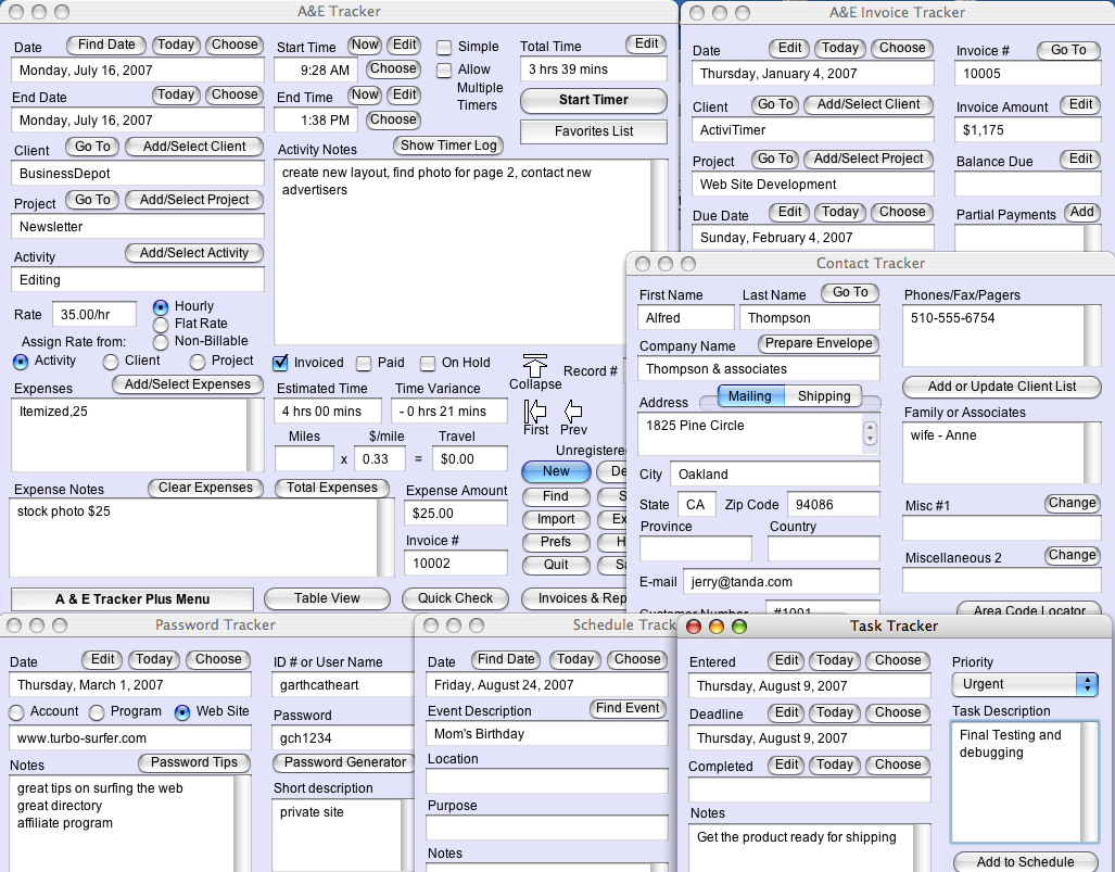 Screenshot. Click for fullsize and Topic Slide Show Activity and Expense Tracker Plus
